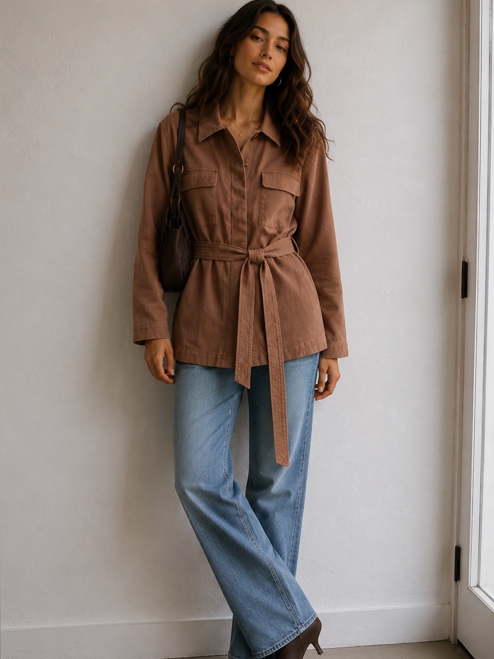Belted Barn Coat Utility Field‎ Jacket Safari Quiet Luxury XL Minimalist NWOT